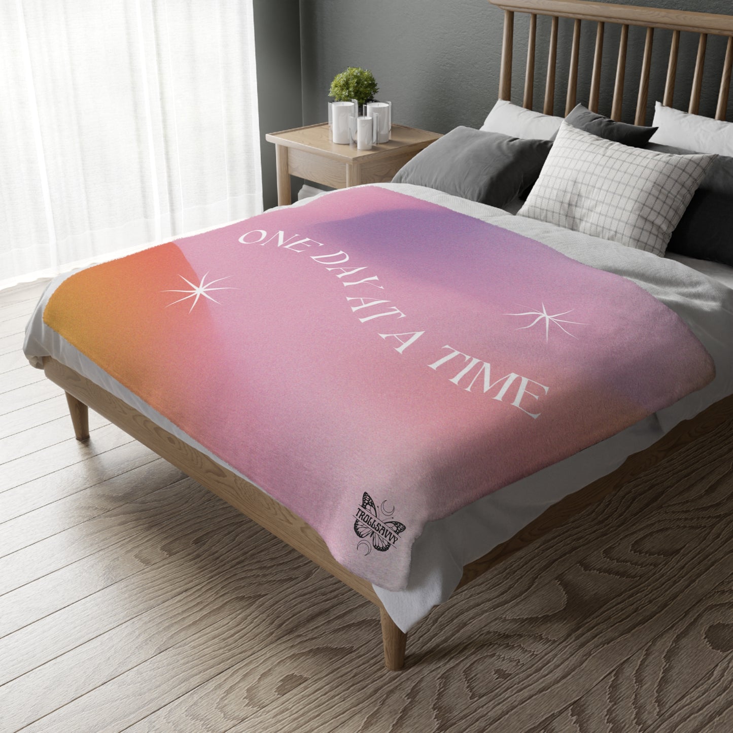 One Day at A Time Double-Sided Mantra Blanket